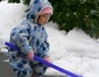 Girl playing in snow