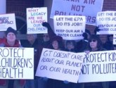 Pennsylvania residents gather outside of Rep. Glenn Thompson's district office Wednesday to denounce his votes against environmental protection.