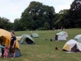 Tents set up at the Great American Backyard Campout in Prospect Park, Brooklyn