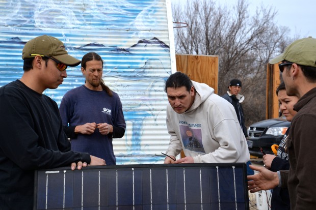 Cheyenne students learn how to install solar PV at Henry Red Cloud's Renewable Energy Center