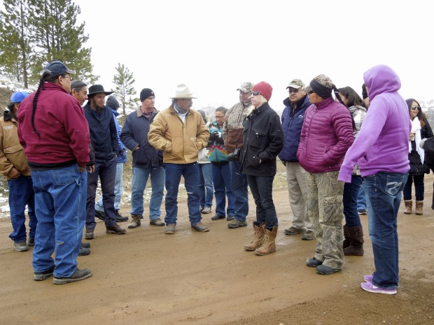 Northern Cheyenne, local ranchers, Amish and conservationists gather to view proposed Tongue River Railroad route near the Otter Creek Coal Tracts in southeastern Montana. Photo by Beth Raboin