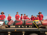Students from Birney Day School get check out the Lummi Totem Pole. Photo copyright Paul K. Anderson. All rights reserved.