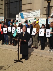 Congressman Waxman speaks in front of EPA building.