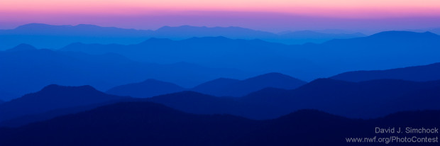 The Blue Mountains in North Carolina, Just after sunset. Photo by National Wildlife Photo Contest entrant David Shimchock.