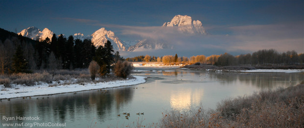 The winter grandeur of Oxbow Bend Grand Teton National Park. Photo by National Wildlife Photo Contest entrant Ryan Hainstock.