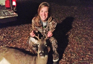 Tiffany Williams Woods, NWF's senior coordinator for Southeast forestry, with her first buck. 
