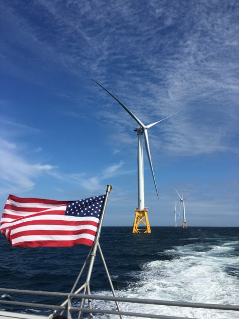 The five-turbine Block Island Wind Farm employed more than 300 local workers. Photo by NWF