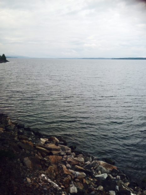 A photo from the rail line along Lake Champlain. A derailment of an oil car would almost certainly contaminate the lake at certain points. Photo by: Barbarina Heyerdahl