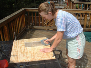 Sawing grooves in my bat house