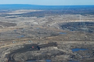Aerial shot of Alberta tar sands taken during NWF flyover shows massive devastation to wildlife habitat.