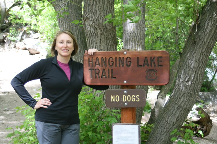 Sue Brown hiking Hanging Lake Trail