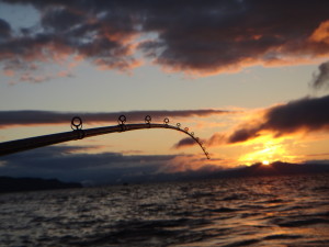 Fishing for Chinook Salmon at sunrise on the mouth of the Columbia River, August 23rd, 2012