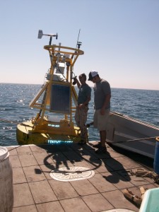 Tetra Tech EC & U. of Maine researchers install wildlife monitoring equipment off of Block Island, RI (Capt. Jon Grant)