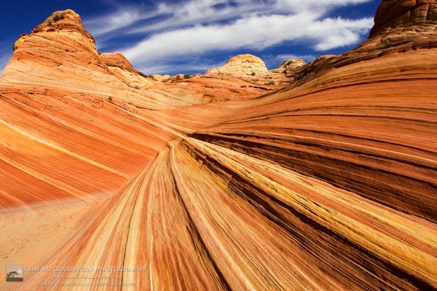 A fisheye view of the Wave sandstone formations.