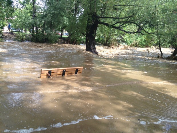 Boulder Creek usually runs about 200 cubic feet per second this time of year. It was running about 5,500 cfs at the height of the flood last week. Photo by Kamla Sullivan/NWF