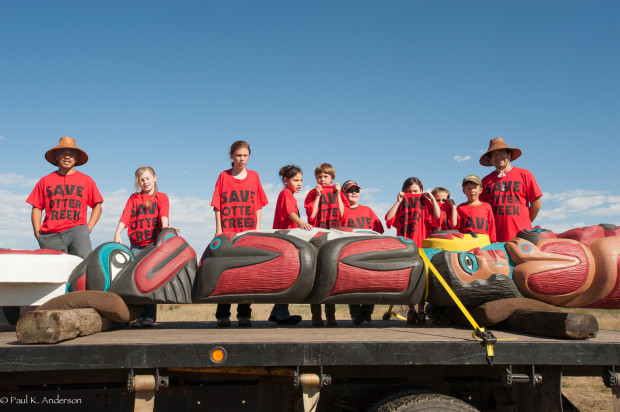 Students from Birney Day School get check out the Lummi Totem Pole. Photo copyright Paul K. Anderson. All rights reserved. 