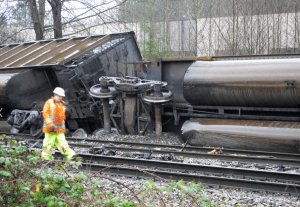 Coal train derailed in Burnaby, BC. Image via Flickr user Brent Granby