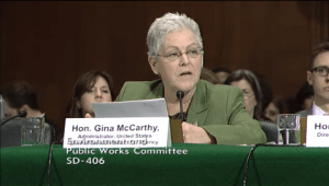 Gina McCarthy testifying at the Senate EPW hearing on the climate plan