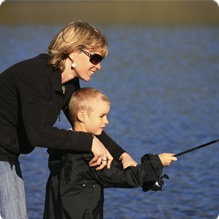 A kid fishing