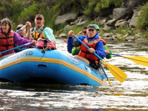 Bill Dvorak, in the green shirt to the left, took Sen. Mark Udall, front right, on a river trip through Browns Canyon over the Fourth of July holiday. Photo by Luke Dvorak 