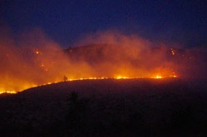 wildfire at night