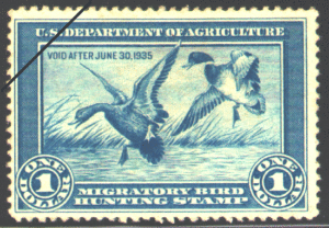 The first Duck Stamp, designed by J.N. "Ding" Darling, founder of NWF