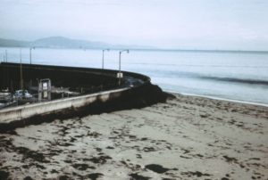 1969 oil spill off Santa Barbara left sea wall caked in oil (Wikipedia Commons)