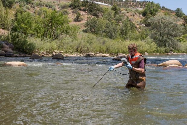 The long-term impacts of this event will need careful study. Photo of water quality monitoring on the Animas on Aug. 14, courtesy of EPA. 