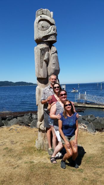 The Seattle team “attempting” to form a totem pole on our trip to Tillicum Village, Blake Island, WA Credit: Kaitlin Parker 2015.