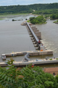 Mississippi River, lock and dam, at Dubuque IA. Photo from IWF