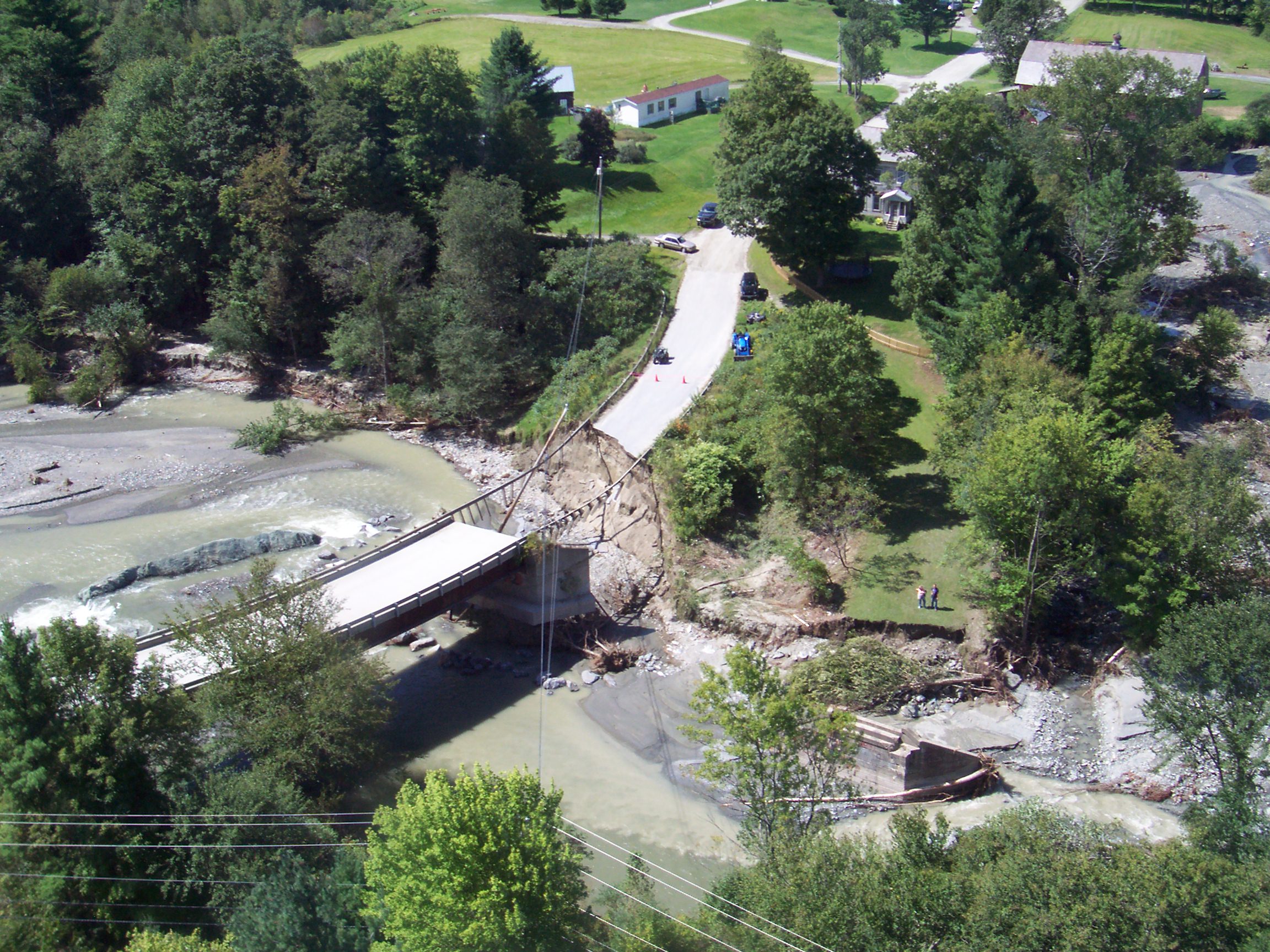 Post-Irene Aerial photo of damage to bridge by Flickr's VTrans