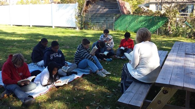 Outdoor reading class. Photo by Becky Smail