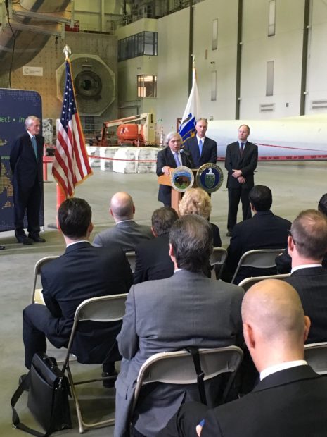 U.S. Energy Secretary Moniz unveiling the National Offshore Wind Strategy in Boston. Photo by Mass Clean Energy Center