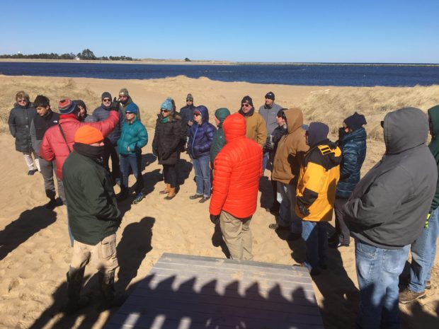 NWF staff lead a site visit to Plum Island Point.