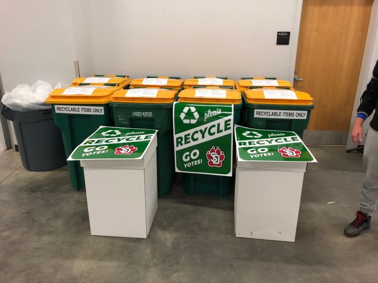 University of South Dakota recycling bins