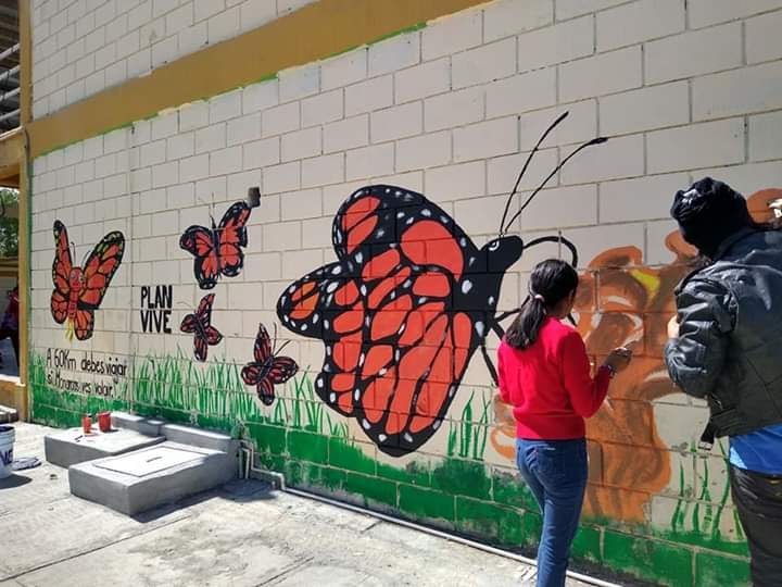 Mural hecho por estudiantes y voluntarios de la Dirección de la Juventud de Apodaca.