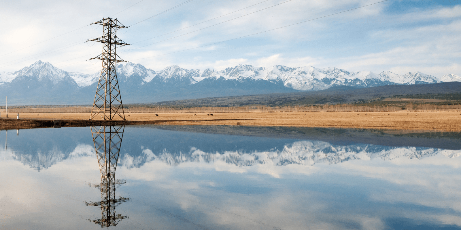 Power lines with mountains