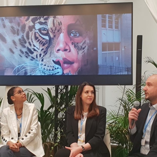 Marina Silva and NWF’s Nathalie Walker on a panel at COP25 in Madrid, 2019
