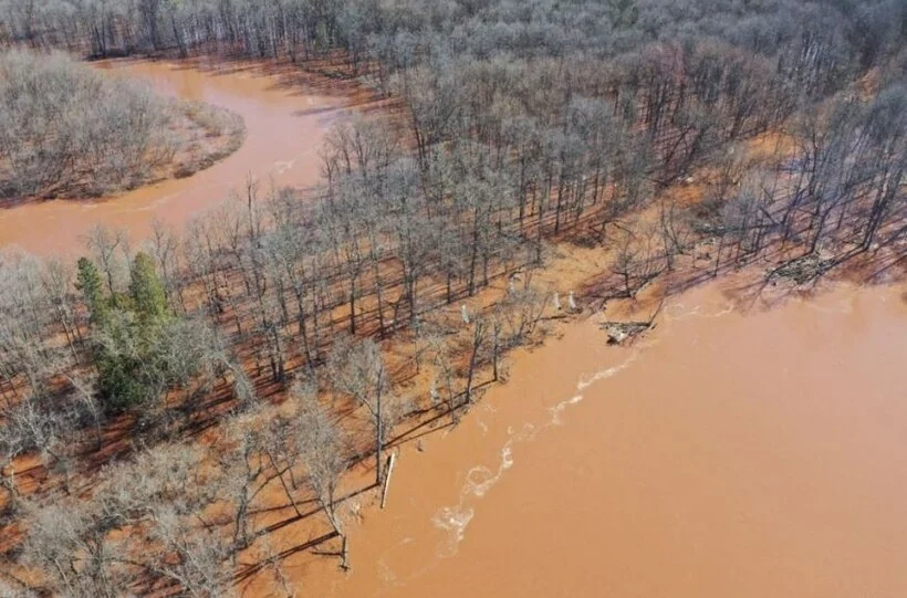 Flooding at the Bad River meander where the Line 5 pipeline is located.