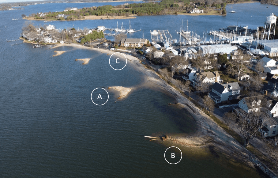 The shoreline of Oxford, Maryland.