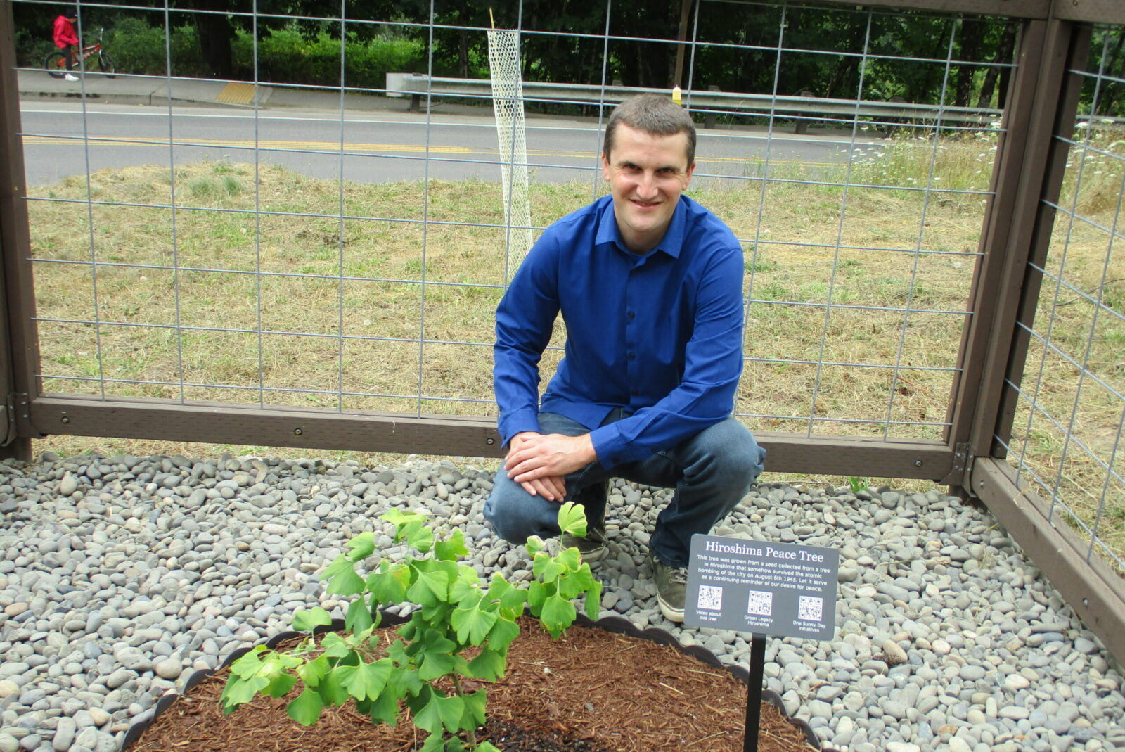 Michael Calhoun with his Hiroshima Peace Tree